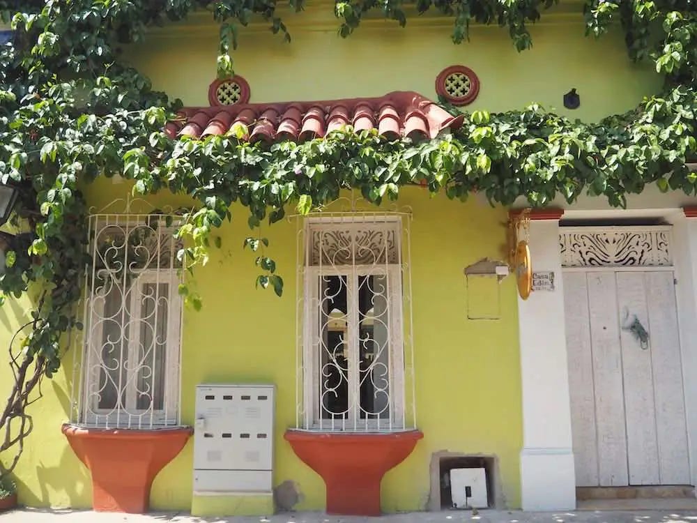 Yellow painted house in Cartagena Yellow painted house in Cartagena