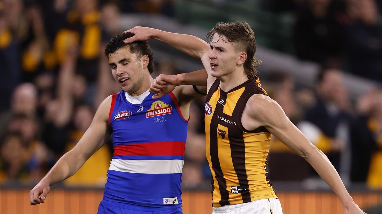 AFL 2024: Calsher Dear's epic performance in first final eliminates Western  Bulldogs from September, Hawthorn Hawks finals win, game day routine, Jack  Ginnivan London Tavern, Sam Mitchell, Hokball, exclusive, interview