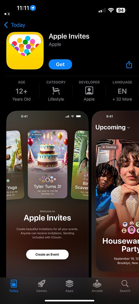 Apple Invites app