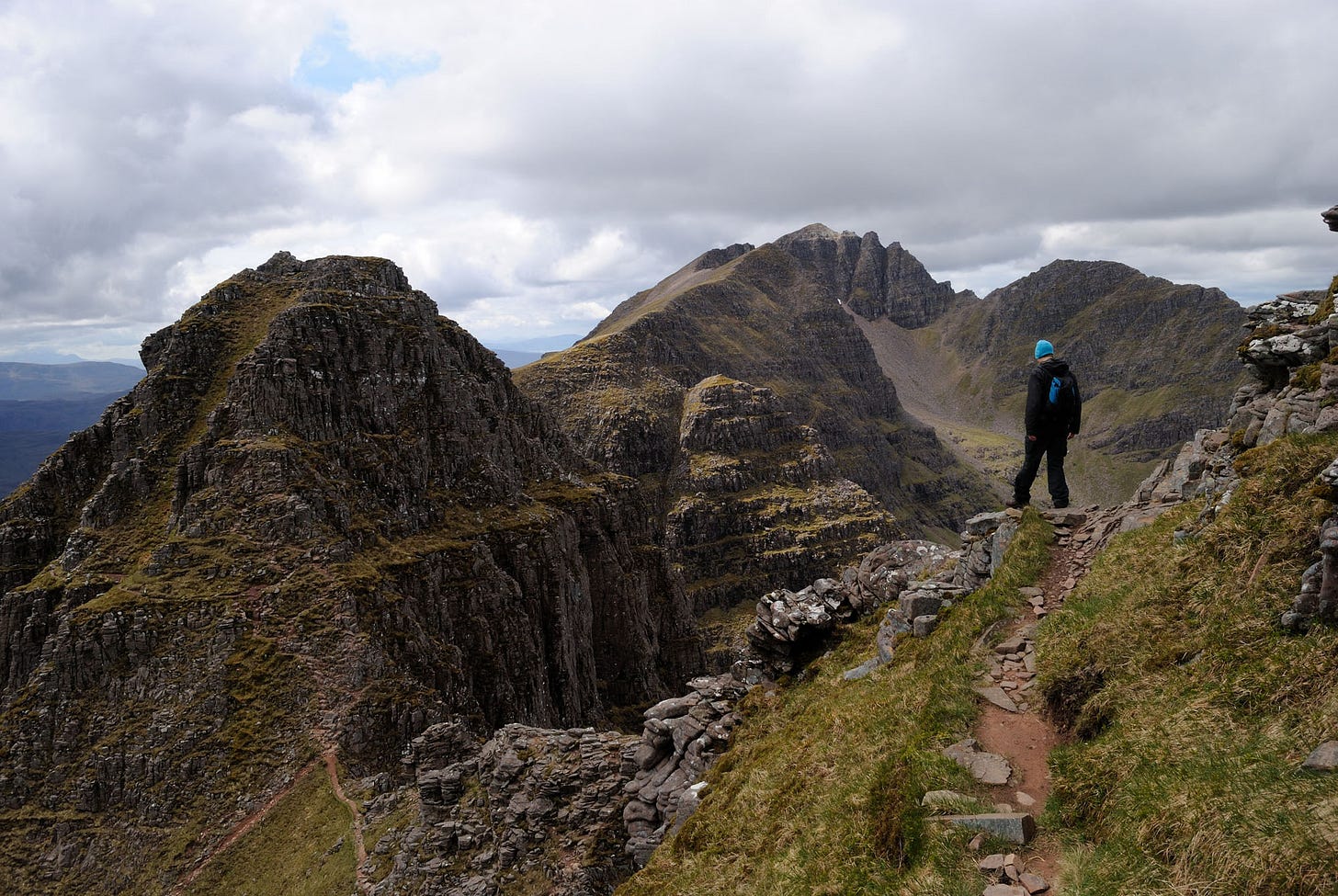 Rocky mountain ridge, layered sandstone