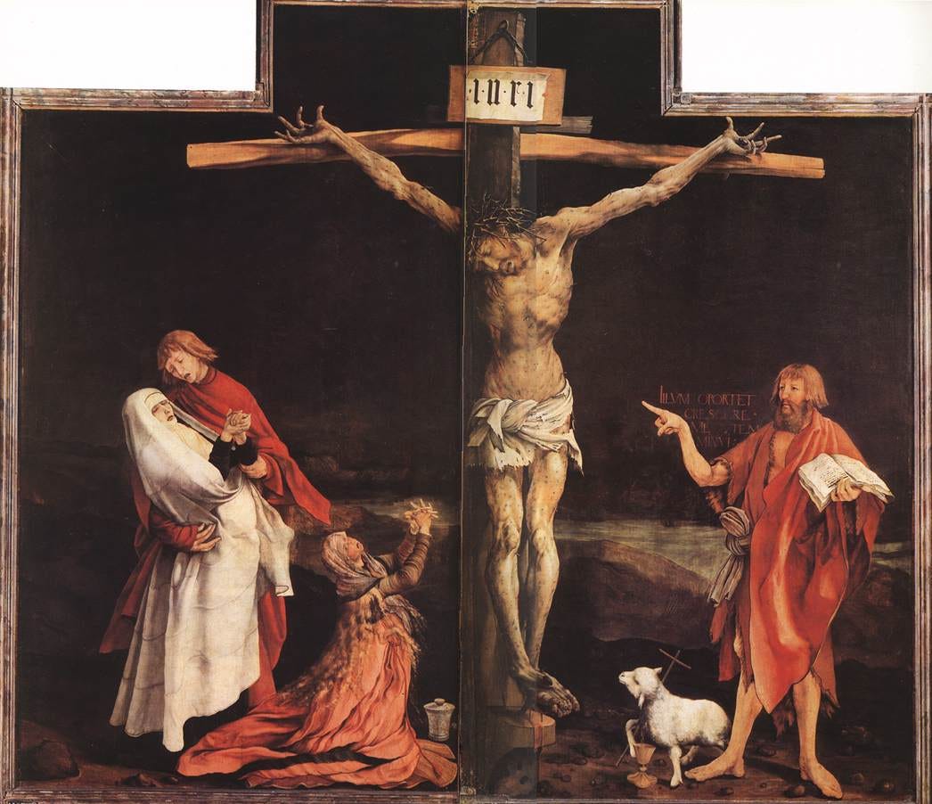 Matthias Grünewald, Isenheim Altarpiece, Crucifixion panel, about 1512 to 1516 Matthias Grünewald, Isenheim Altarpiece, Crucifixion panel, about 1512 to 1516