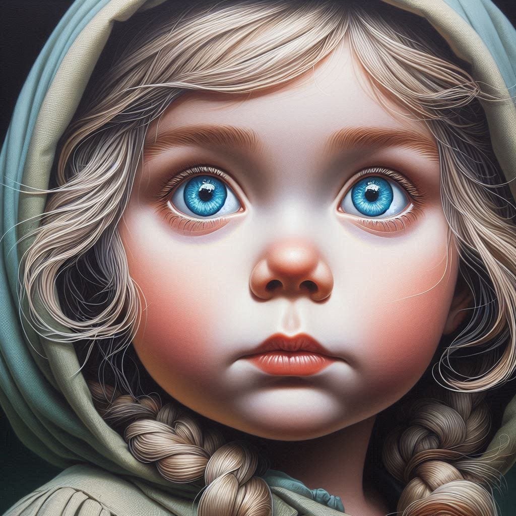 in the eyes of a child in the style of margaret keane