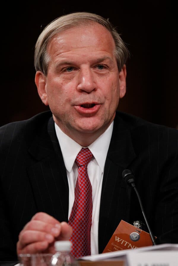 William J. Olson, a conservative lawyer, in 2010 at a Senate hearing. Mr. Olson promoted far-reaching ideas to President Donald J. Trump on executive powers. William J. Olson, a conservative lawyer, in 2010 at a Senate hearing. Mr. Olson promoted far-reaching ideas to President Donald J. Trump on executive powers.
