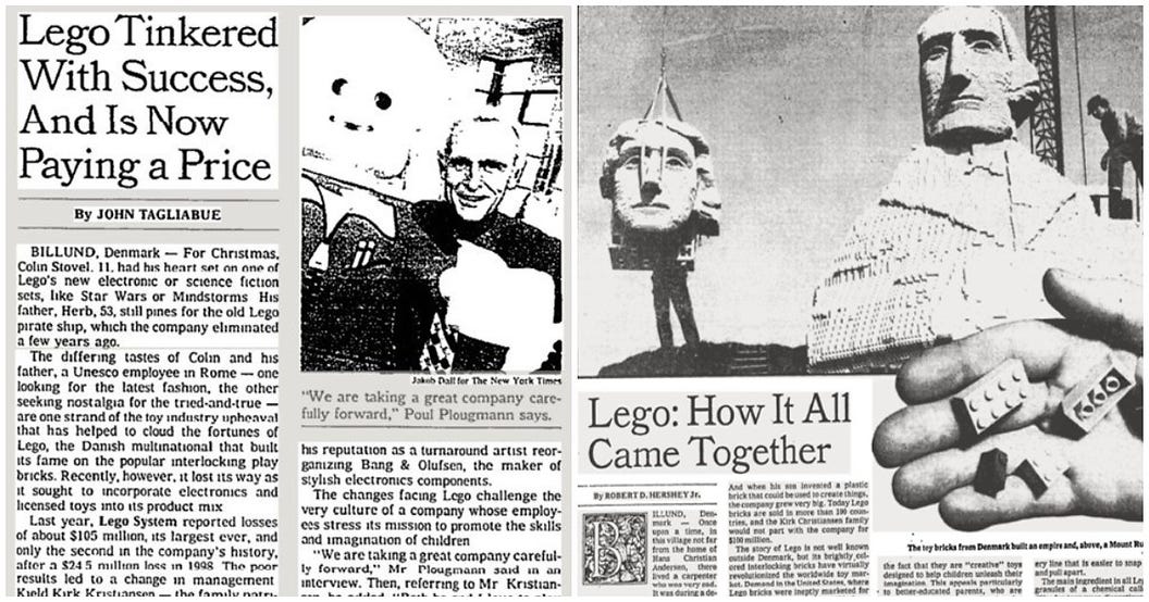 כותרות העיתונים מדווחות על ההפסדים של לגו כותרות העיתונים מדווחות על ההפסדים של לגו