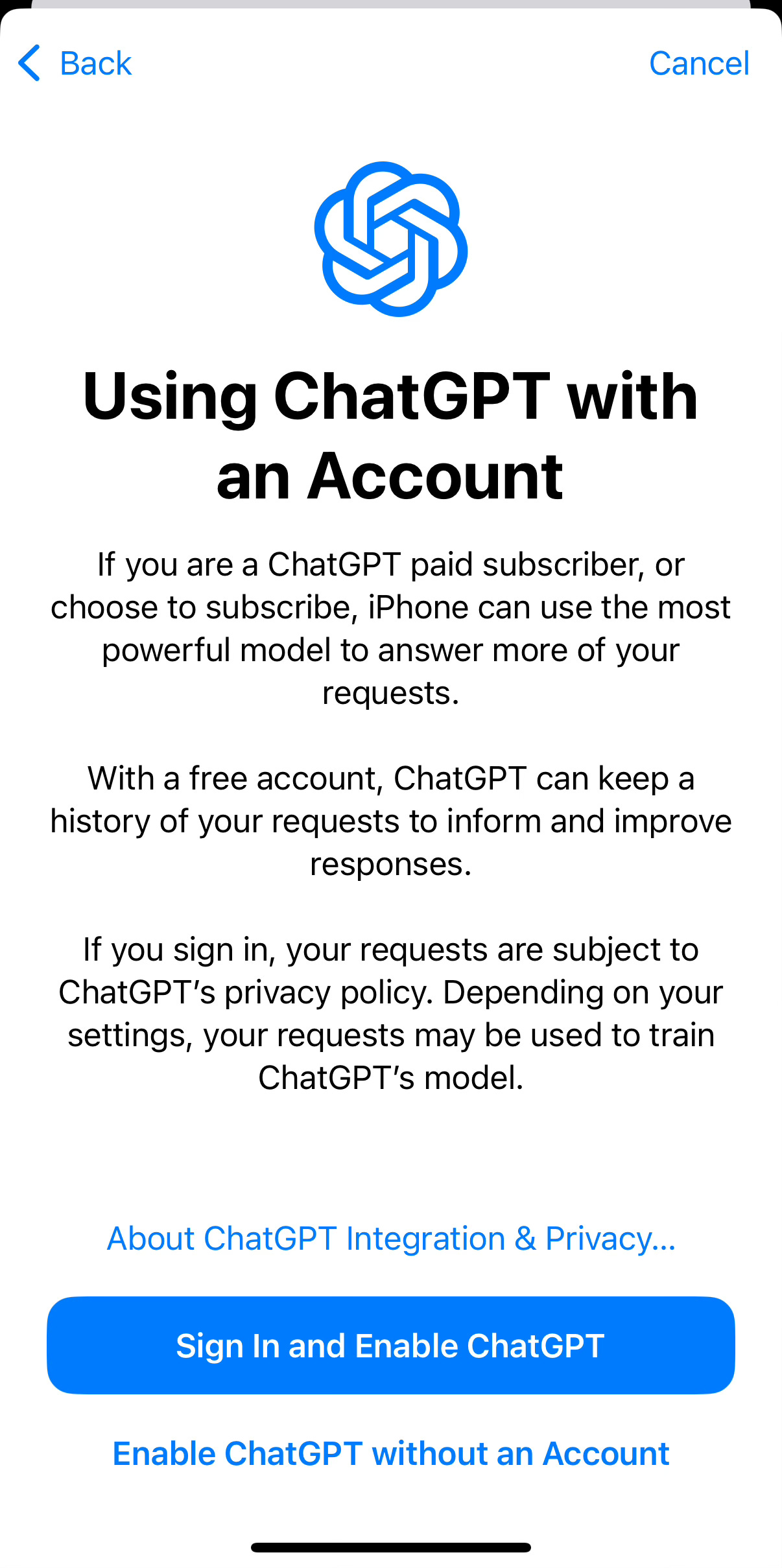 Using ChatGPT with an account