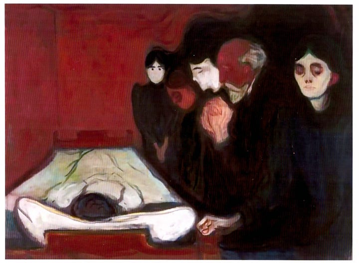 Inteiro postal ilustrado com By the Deathbed (1895). Edvard Munch. China (2009)