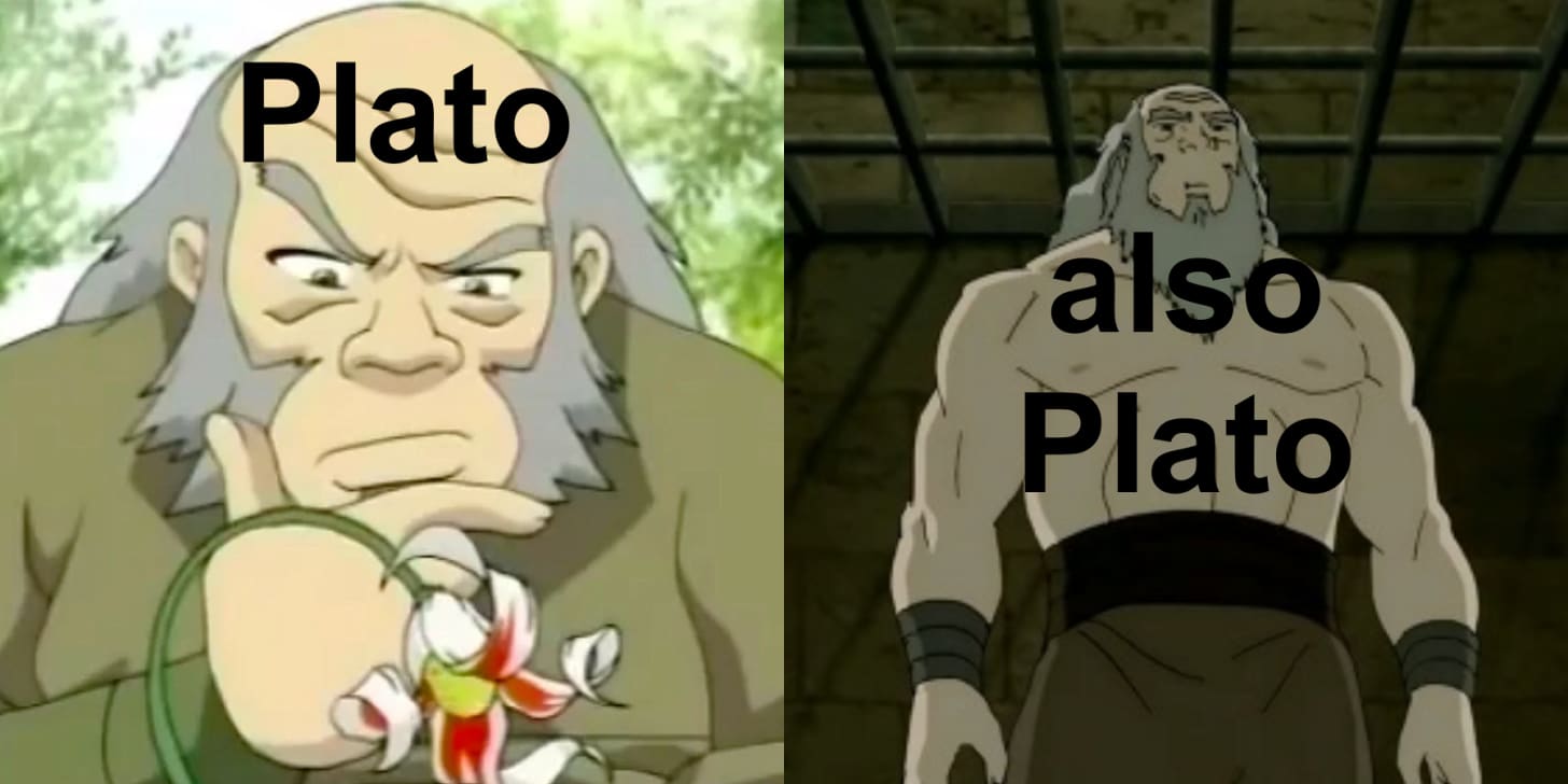 Plato was a philosopher, but also a skilled wrestler. The word "Plato"  literally means broad in Ancient Greek, referring to his wide, strong  stature. : r/HistoryMemes