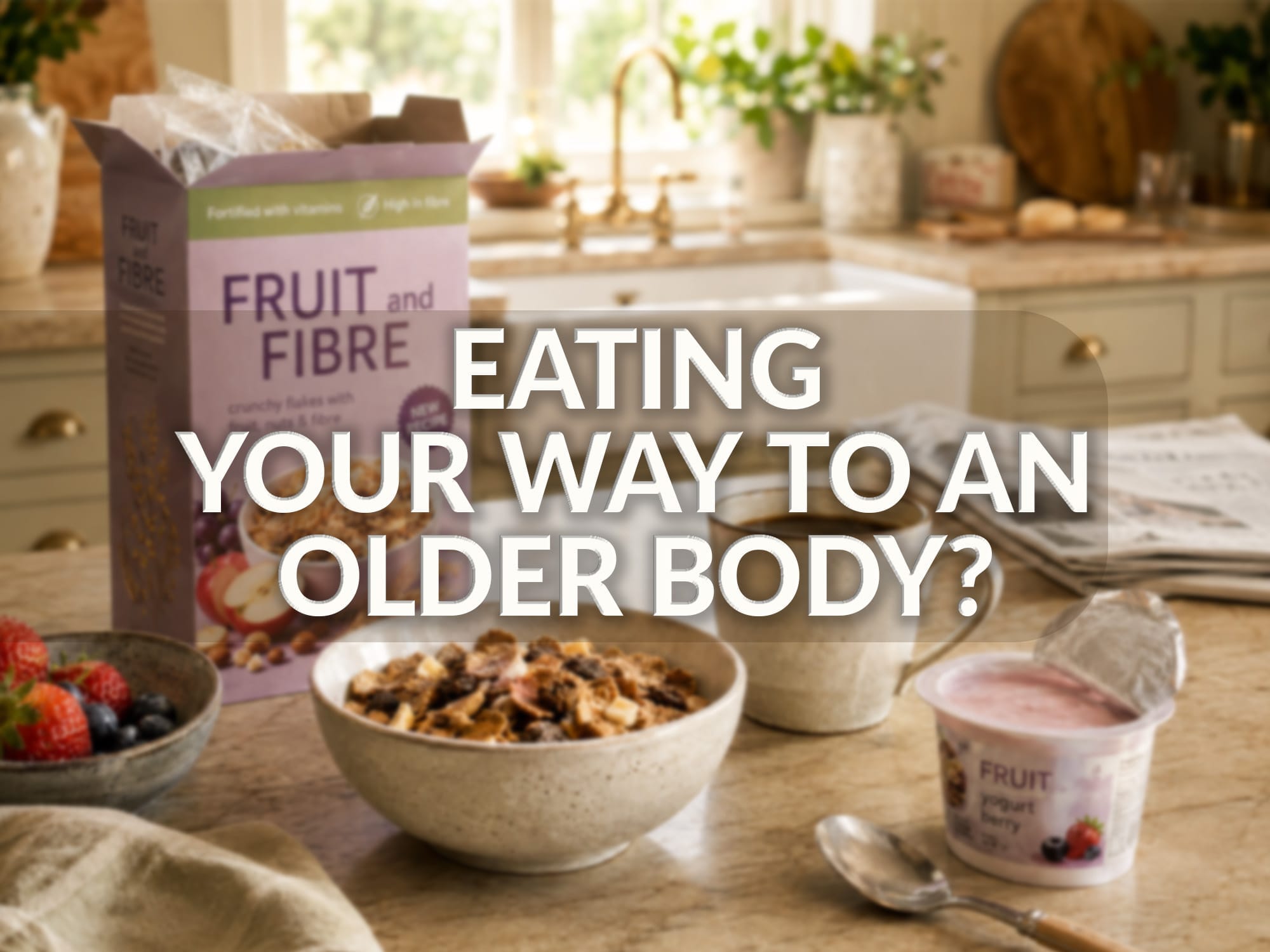 A healthy looking breakfast, but a closer look reveals packaged cereals and sweetened yogurt.