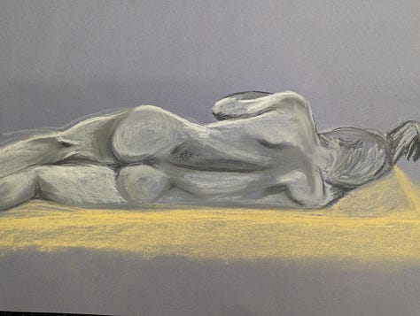 life drawing of nude model in cynon valley cardiff