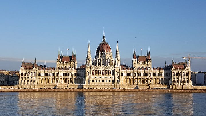 CLOCKWISE FROM TOP LEFT: Dracula, Frankenstein, Edgar Allan Poe, Hungarian Parliament Building.
