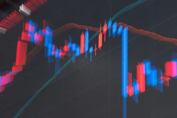 Un gráfico de velas en una pantalla