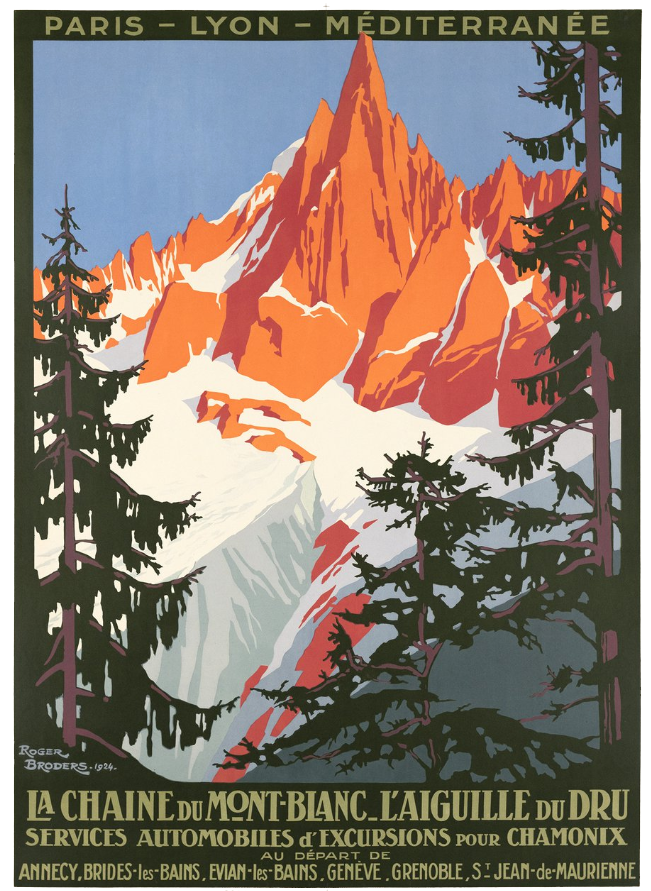 pointy granite mountain with snow above pine trees