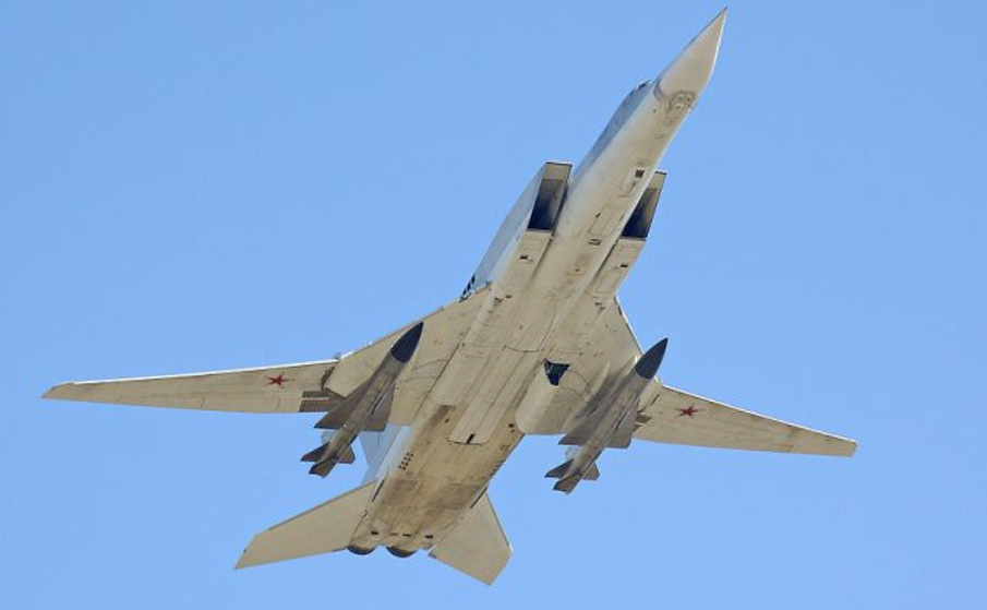 A reference image of a Russian Air Force Tu-22M carrying two Kh-22 supersonic anti-ship cruise missiles A reference image of a Russian Air Force Tu-22M carrying two Kh-22 supersonic anti-ship cruise missiles