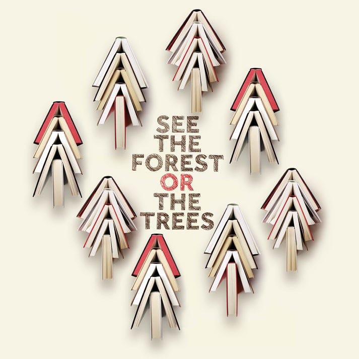 See the forest or the trees. See the forest or the trees.