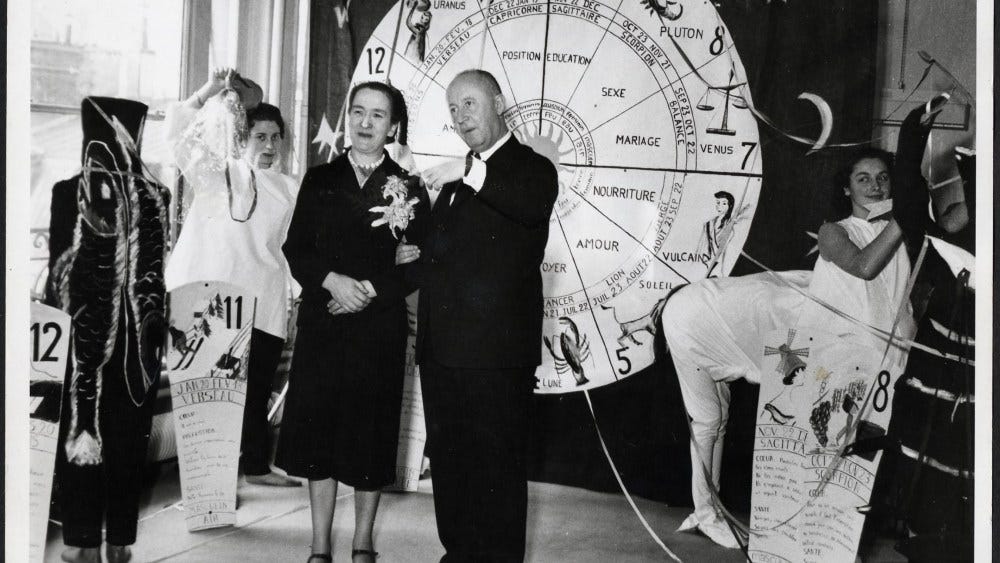 Christian Dior at a feast of St. Catherine, circa 1950.