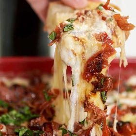 Baked Caprese Dip with Crispy Prosciutto & Barbera D’Asti
