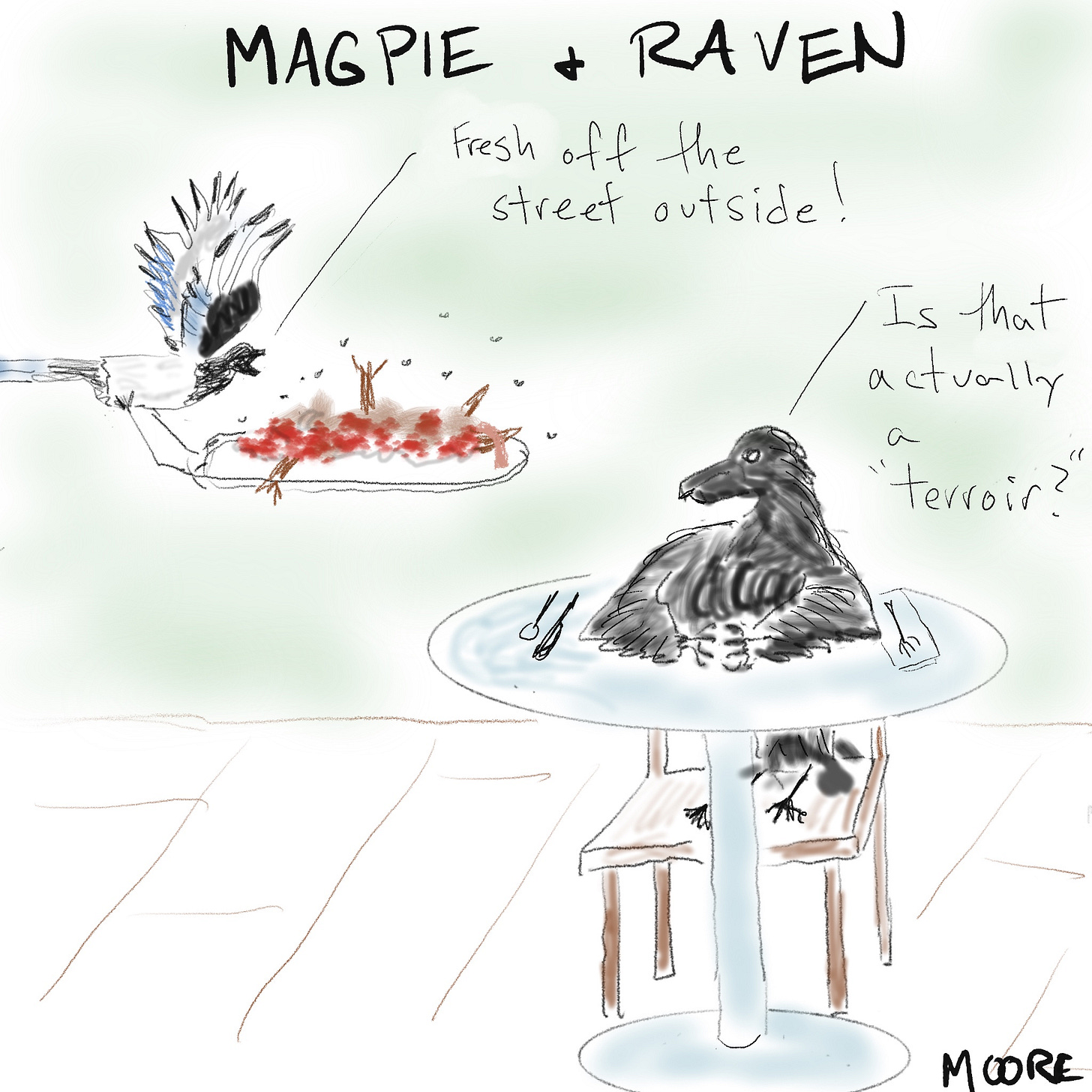 raven in a restaurant