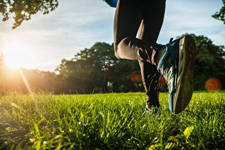 Running on grass
