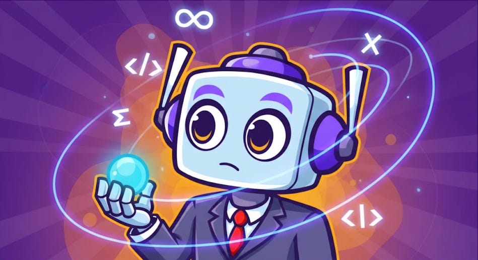NeuralBuddy, looking thoughtful, holds a glowing orb with abstract symbols and orbiting lines around his head. NeuralBuddy, looking thoughtful, holds a glowing orb with abstract symbols and orbiting lines around his head.