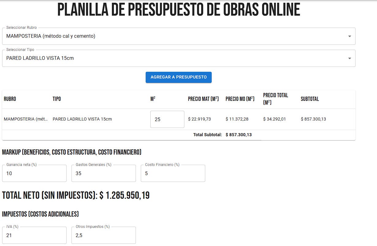 presupuestador online de obra