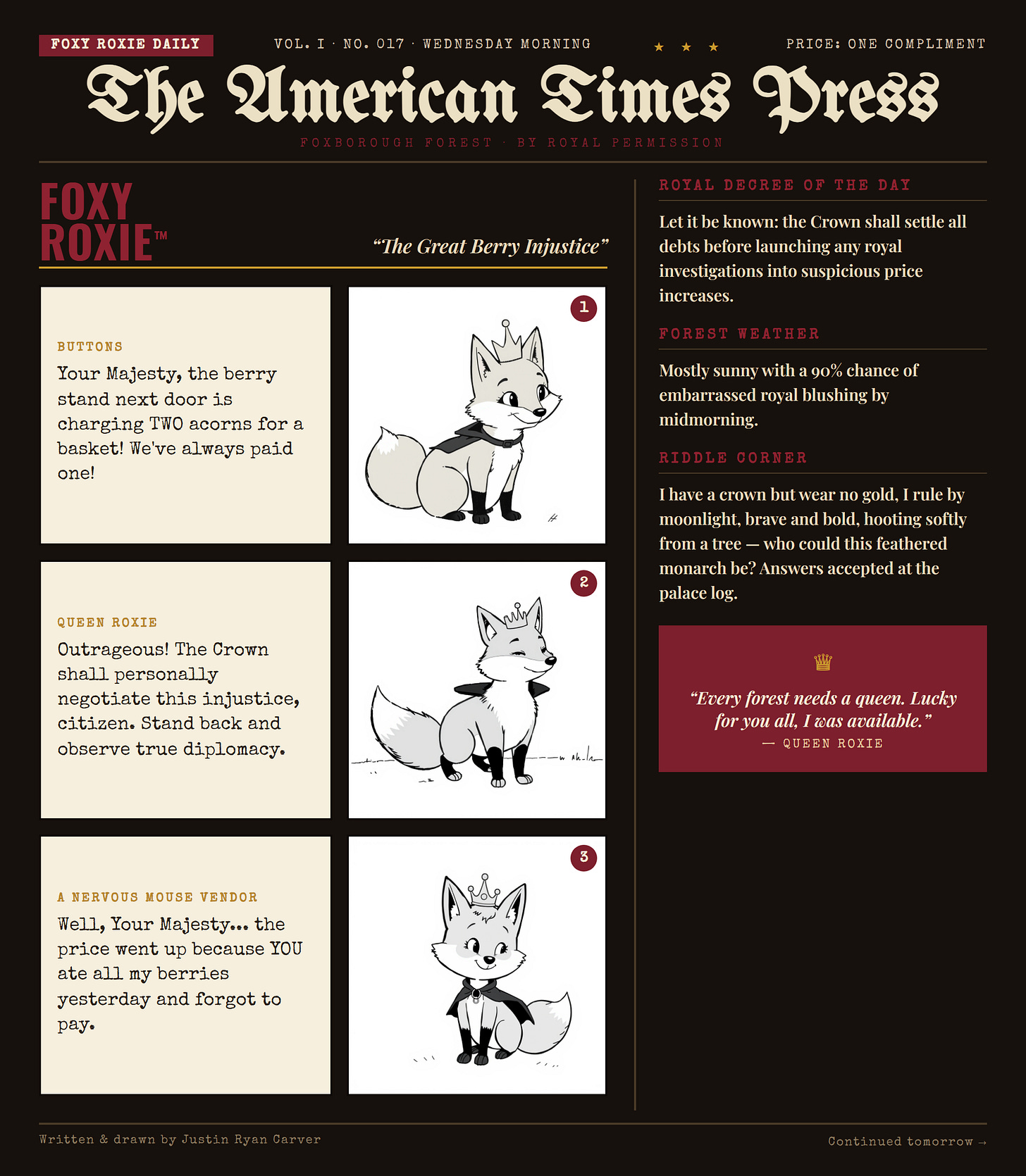 Foxy Roxie comic strip: The Great Berry Injustice