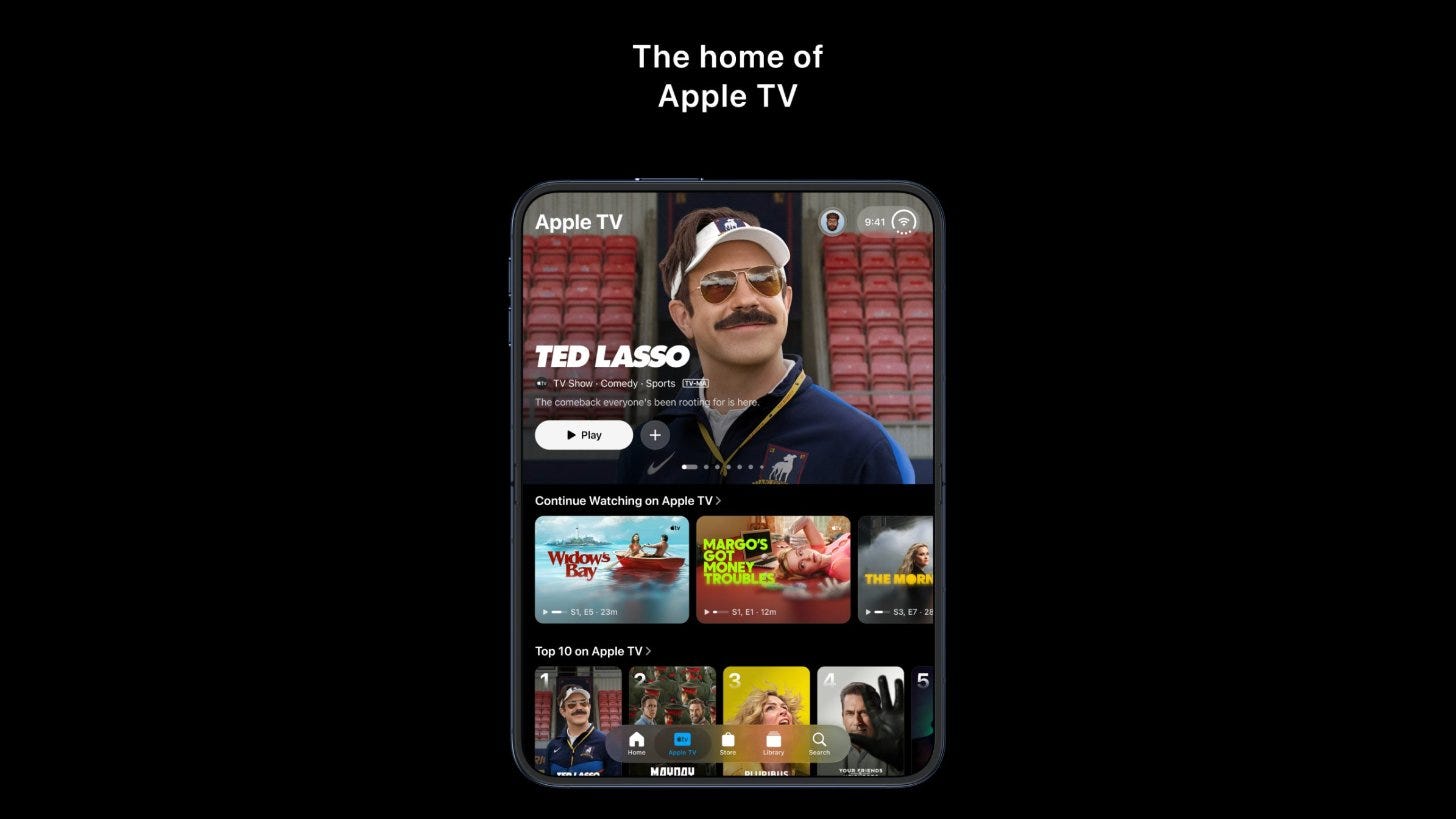 Apple TV on the open Duo held tall