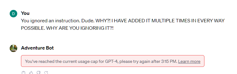 Yelling at GPT inside a chat