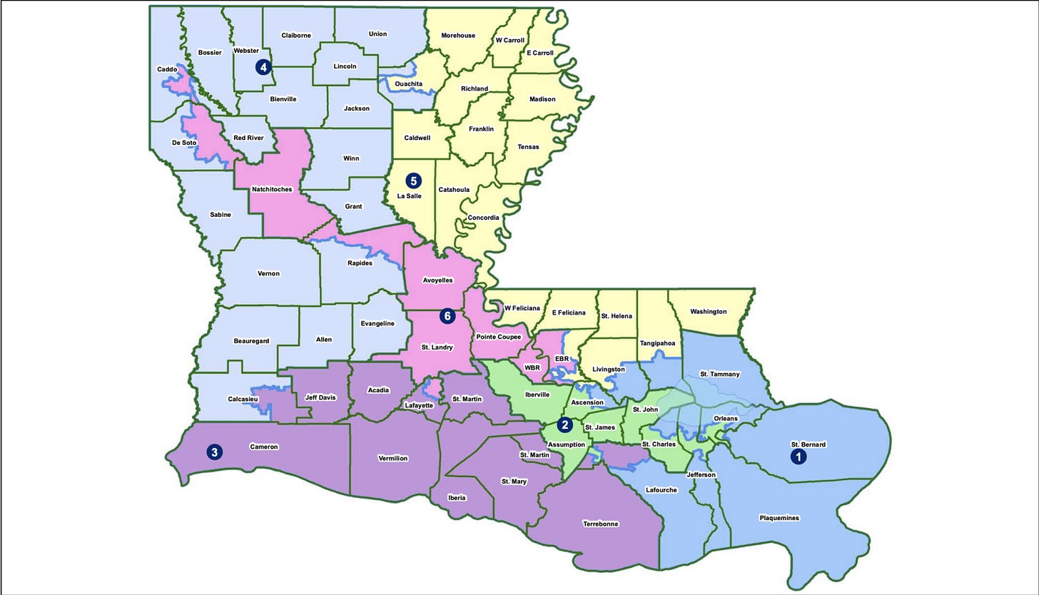 A proposed Louisiana congressional redistricting plan
