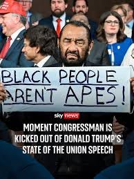 Watch the moment Texas congressman, Al Green, is kicked out of Donald Trump's State of the Union speech. Al Green held a sign referencing a video recently shared by Trump that depicted Barack and ... Watch the moment Texas congressman, Al Green, is kicked out of Donald Trump's State of the Union speech. Al Green held a sign referencing a video recently shared by Trump that depicted Barack and ...