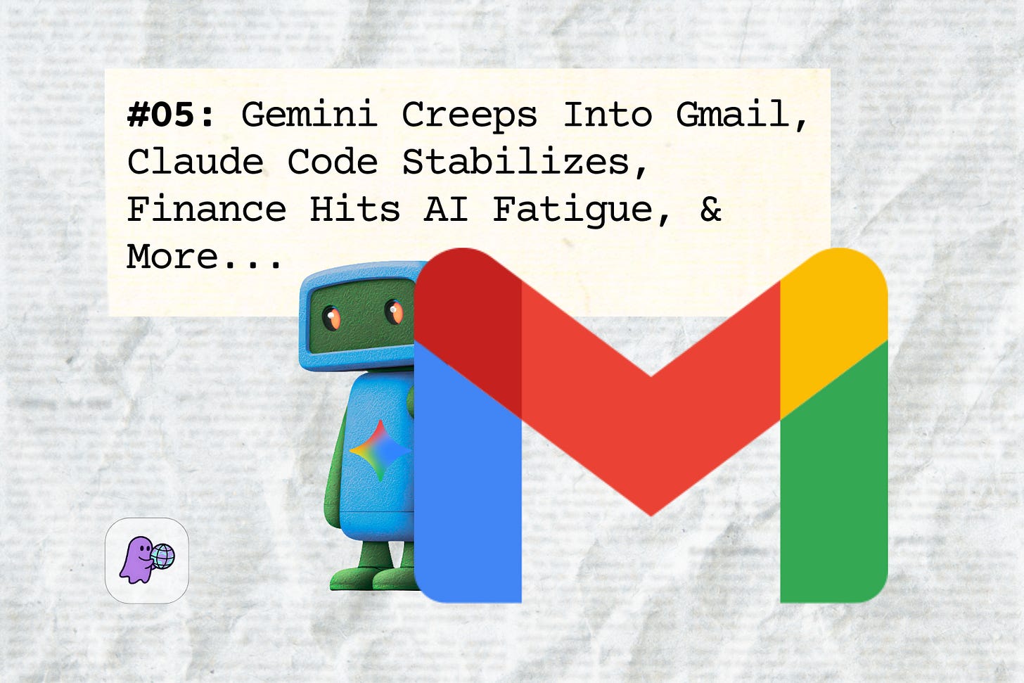 Vega Weekly #05 cover: robot peeks from behind the Gmail logo (Gemini AI in Gmail), with headlines on Claude Code 2.1, AI fatigue in finance, n8n RCE security flaw, and Meta nuclear power for AI data centers. Vega Weekly #05 cover: robot peeks from behind the Gmail logo (Gemini AI in Gmail), with headlines on Claude Code 2.1, AI fatigue in finance, n8n RCE security flaw, and Meta nuclear power for AI data centers.