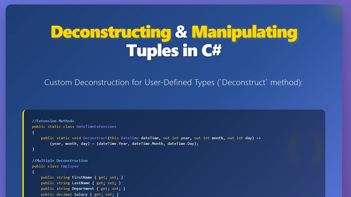 Deconstructing Tuples & Manipulating the Deconstruction in C#