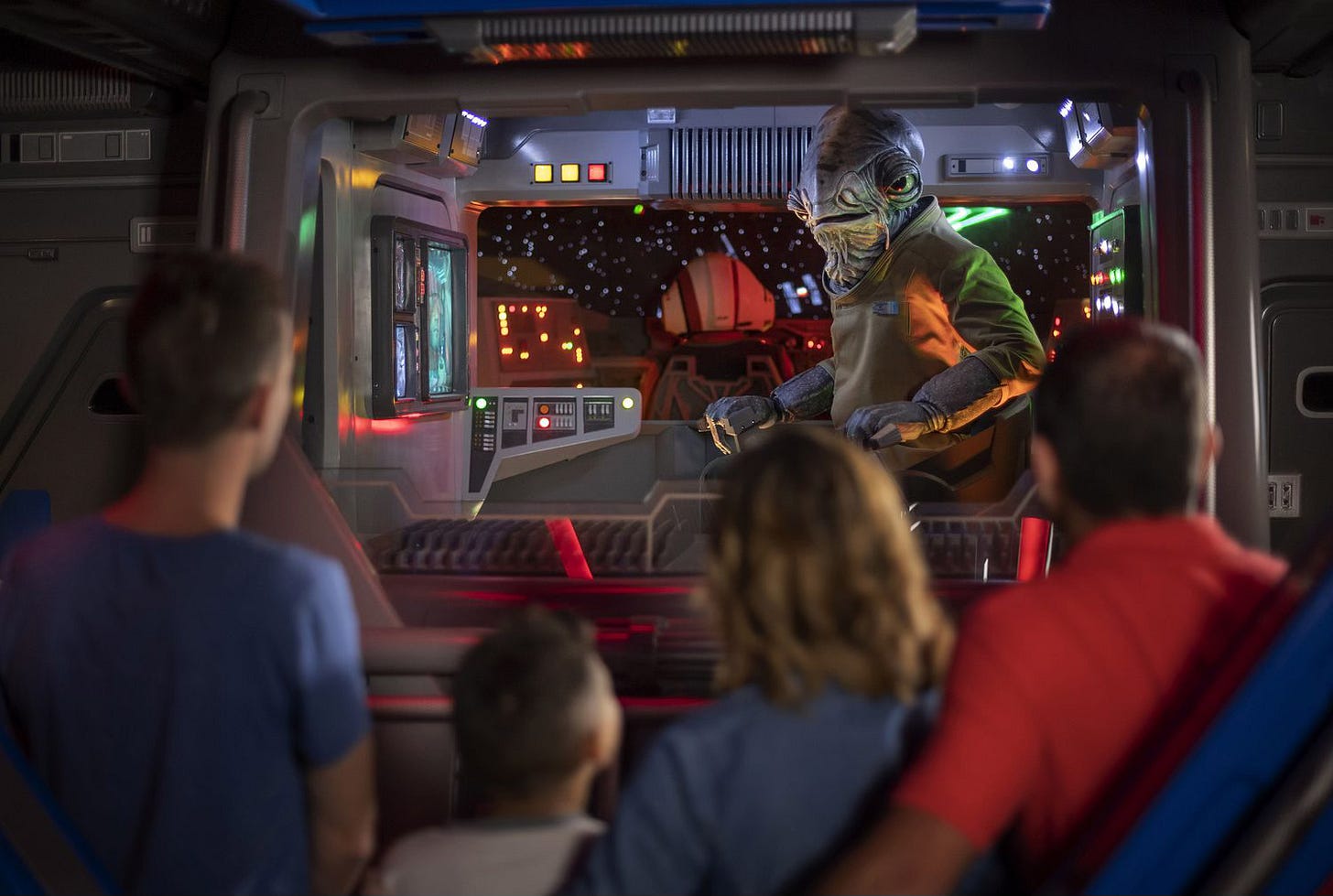 Lieutenant Bek greets guests an Intersystem Transport Ship on Star Wars- Rise of the Resistance Lieutenant Bek greets guests an Intersystem Transport Ship on Star Wars- Rise of the Resistance