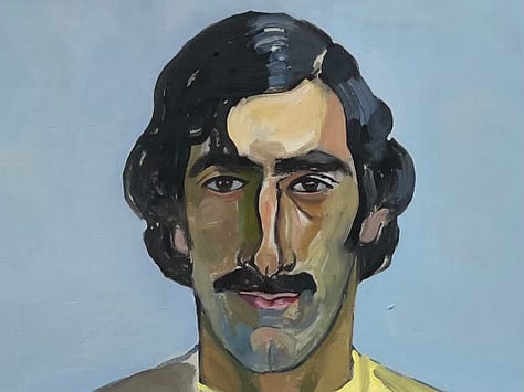 Detail images of eyes from Alice Neel paintings in the David Zwirner show At Home: Alice Neel in the Queer World