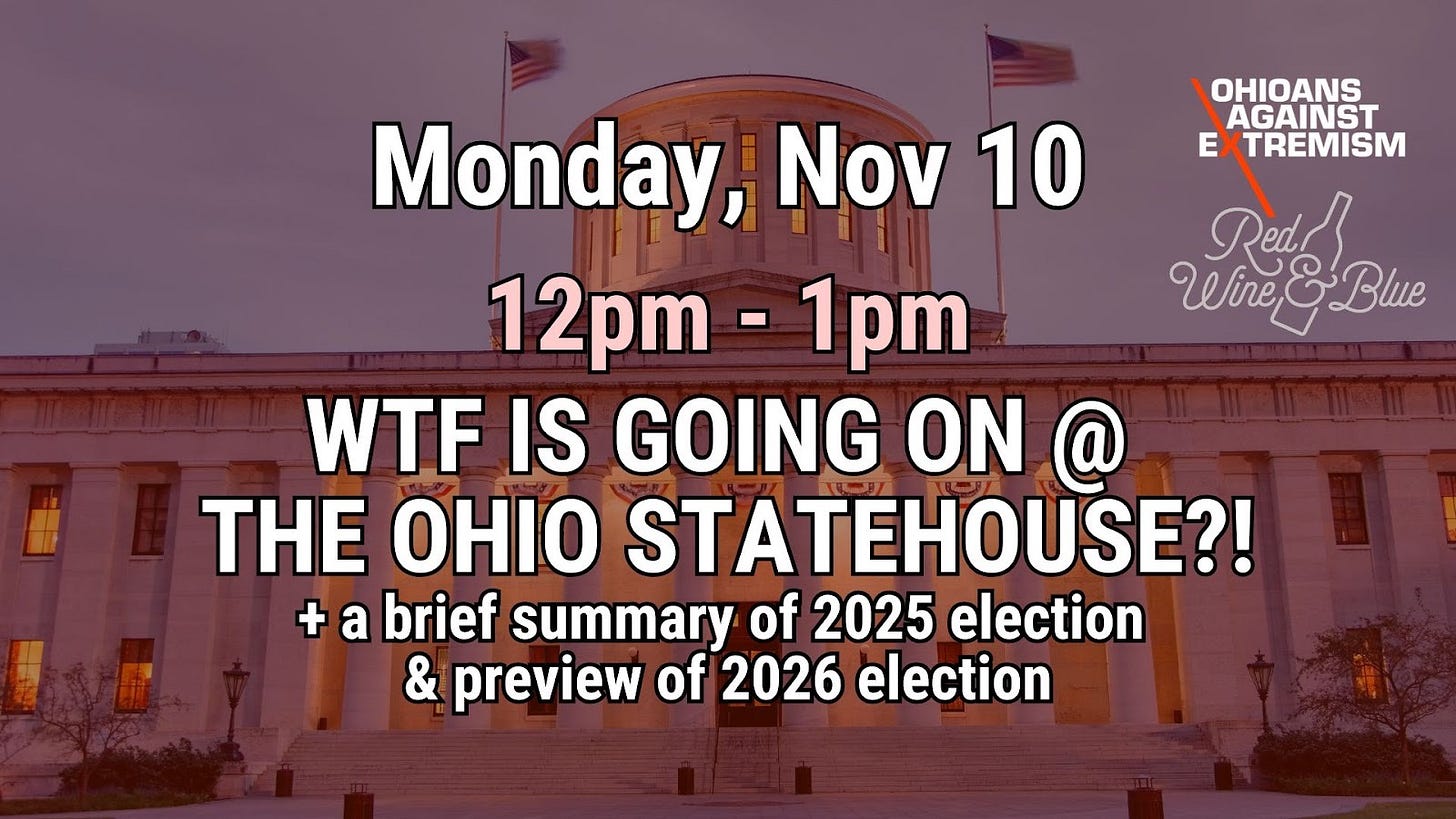 November In Ohio This week @ the Ohio Statehouse - November 3, 2025