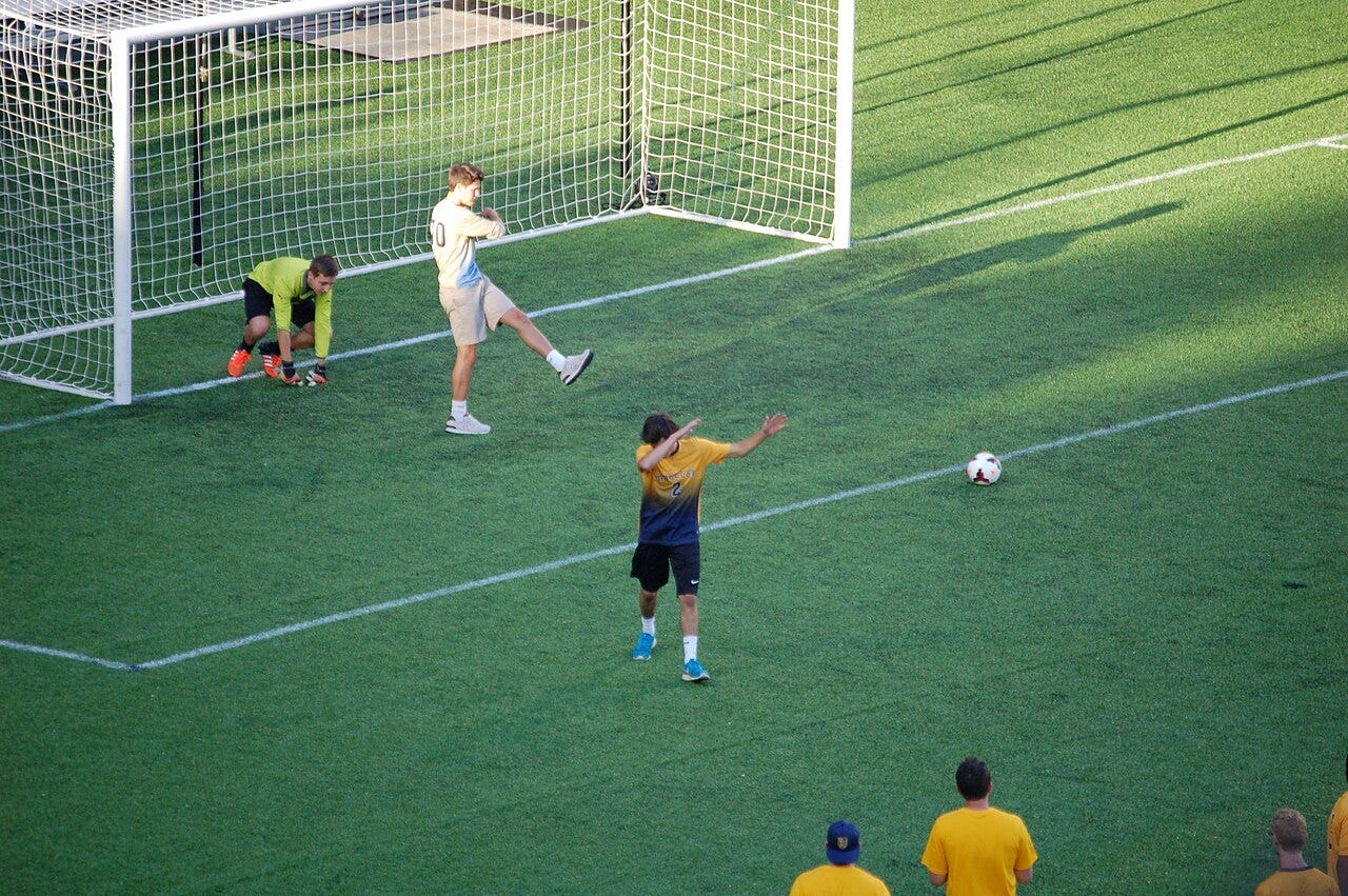 Photo: Hayden Schiff from Cincinnati, USA / Wikimedia Commons (CC BY 2.0) A high school soccer player participating in a halftime event does the dab after scoring a goal. Taken during a match between FC Cincinnati and Toronto FC II at Nippert Stadium in Cincinnati on June 18, 2016.
