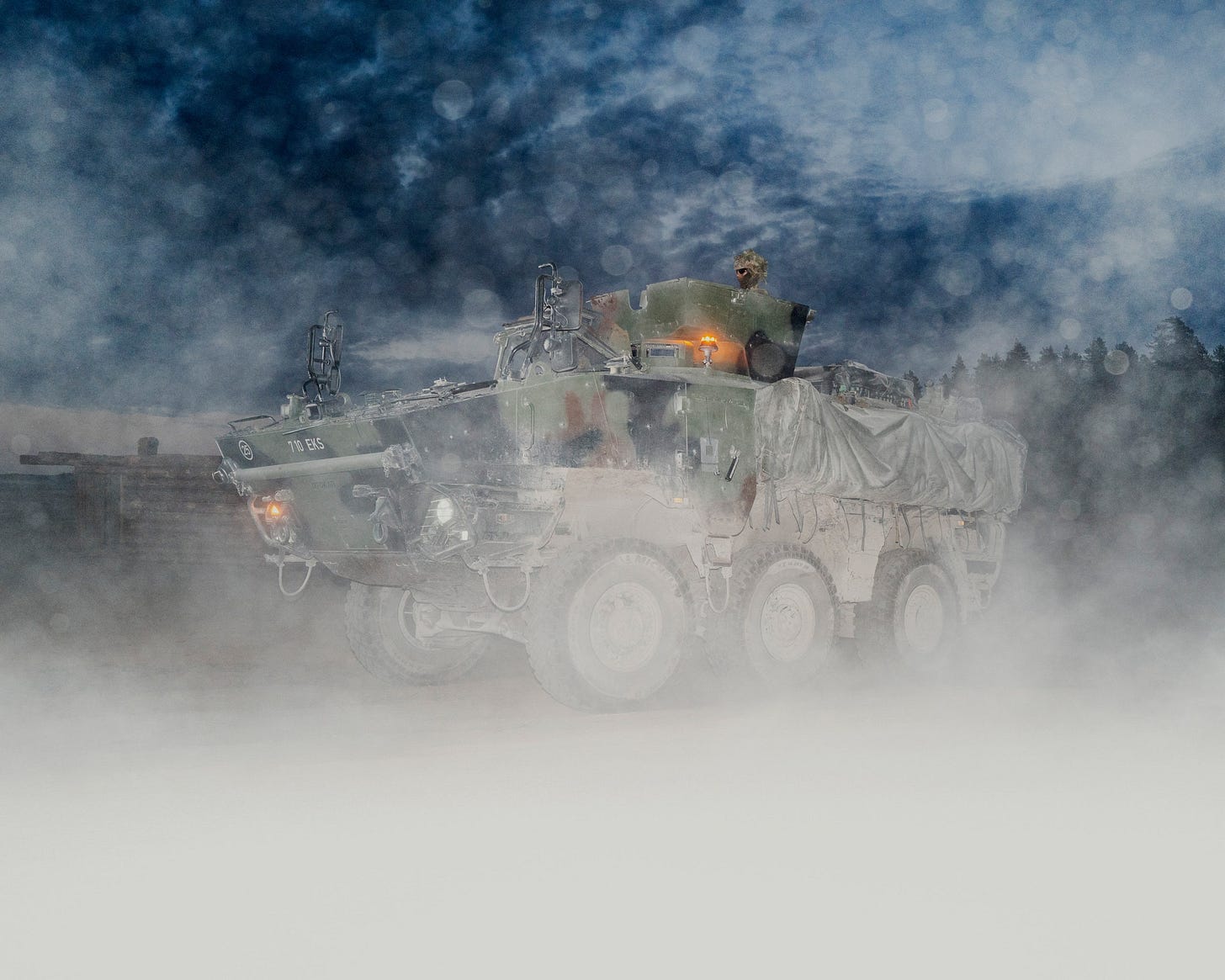 A military vehicle. A military vehicle.