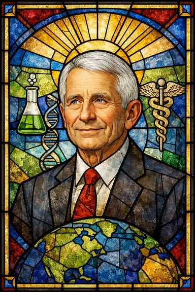 stained glass white-haired man