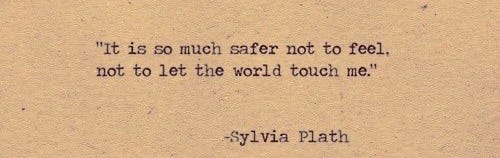 This may contain: a piece of paper with an old typewriter on it that says, it is so much easier to feel not to let the world touch me