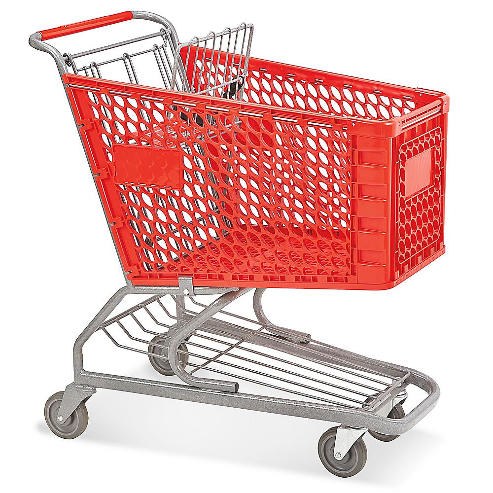 Large Plastic Shopping Cart - Red H-4569R - Uline