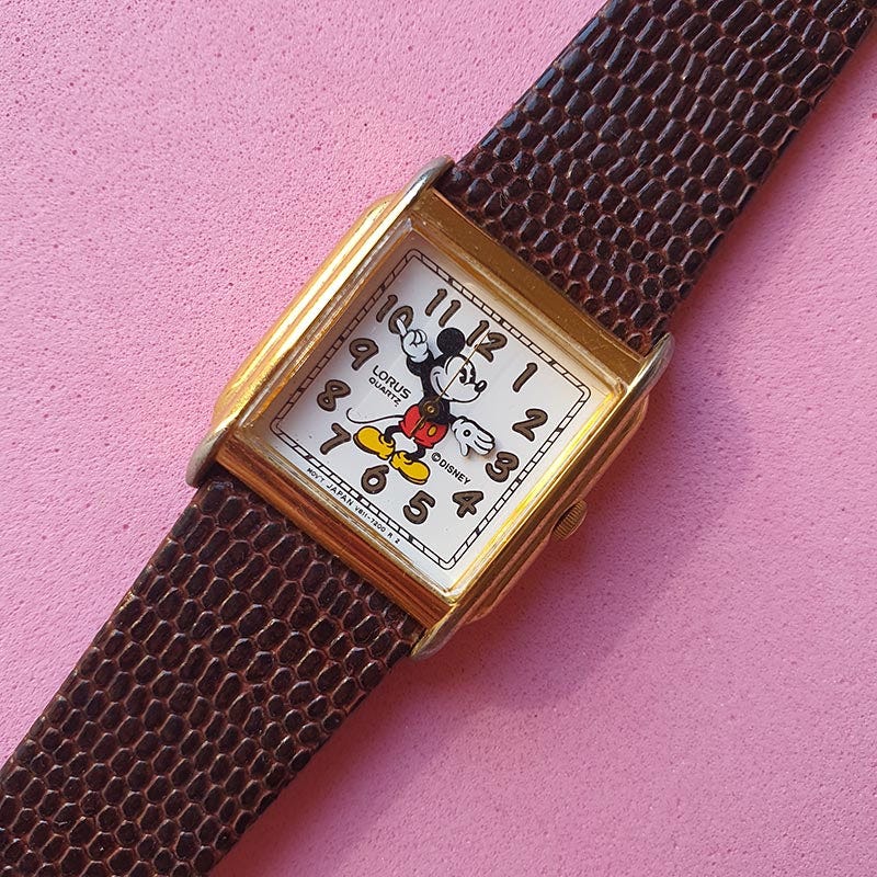 Vintage Square Mickey Mouse Watch for Her | Disney Memorabilia