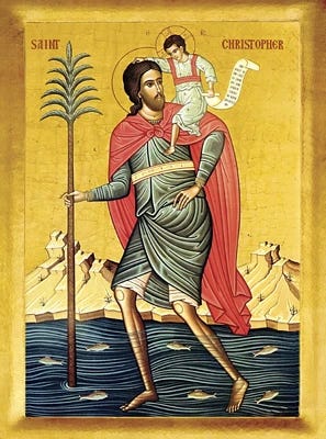 Icon of St. Christopher - 20th c. - (1CH11) - Uncut Mountain Supply