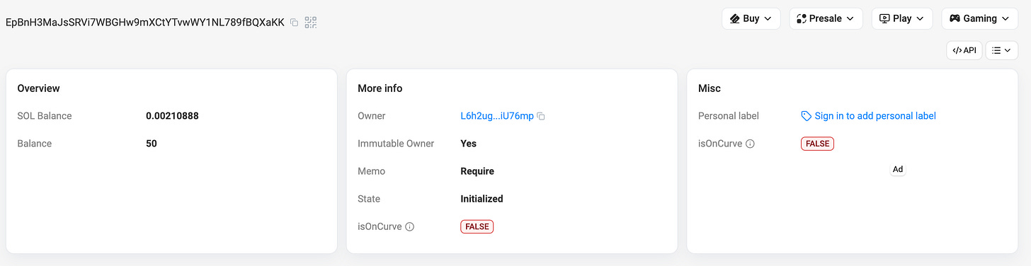 Explorer view of a Token-2022 account with required transfer memos enabled
