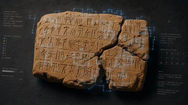 Interpretive visualization of an ancient script resisting digital analysis. Image generated for Ancient Origins Unleashed. Interpretive visualization of an ancient script resisting digital analysis. Image generated for Ancient Origins Unleashed.
