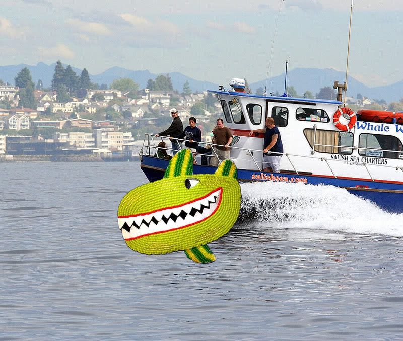 Beaded Beatles Yellow Submarine Salish Sea WA bead embroidery seed beads Boston Beader Green Whale Watch