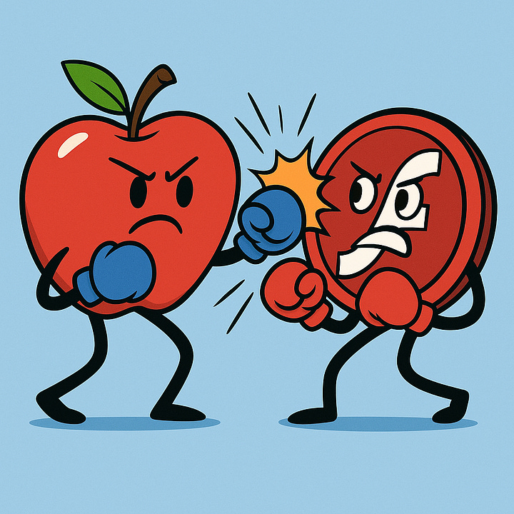 Ilustrações sobre o texto “Thoughts on Flash”, de Steve Jobs. A primeira mostra Jobs segurando um iPad com os princípios de clareza, concisão e convencimento. A segunda retrata uma maçã antropomorfizada em uma luta simbólica contra o logotipo do Flash, representando a rejeição da tecnologia pela Apple em 2010.