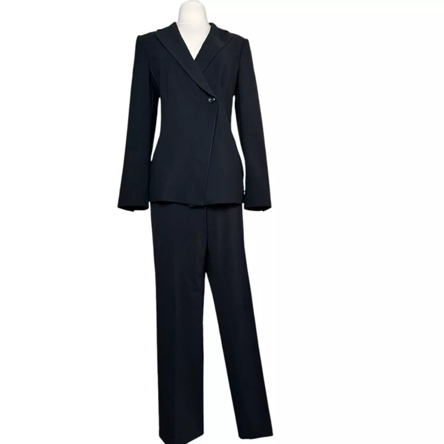 VTG Armani Collezioni 100% Wool Tuxedo Pant Suit Black Size 8 - Picture 1 of 16