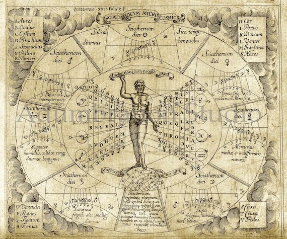 Planetary Influences on the Human Body, Zodiac Chart, Ancient Horoscope,  Rare Astrological Chart, Astrology Signs, Archival Print - Etsy