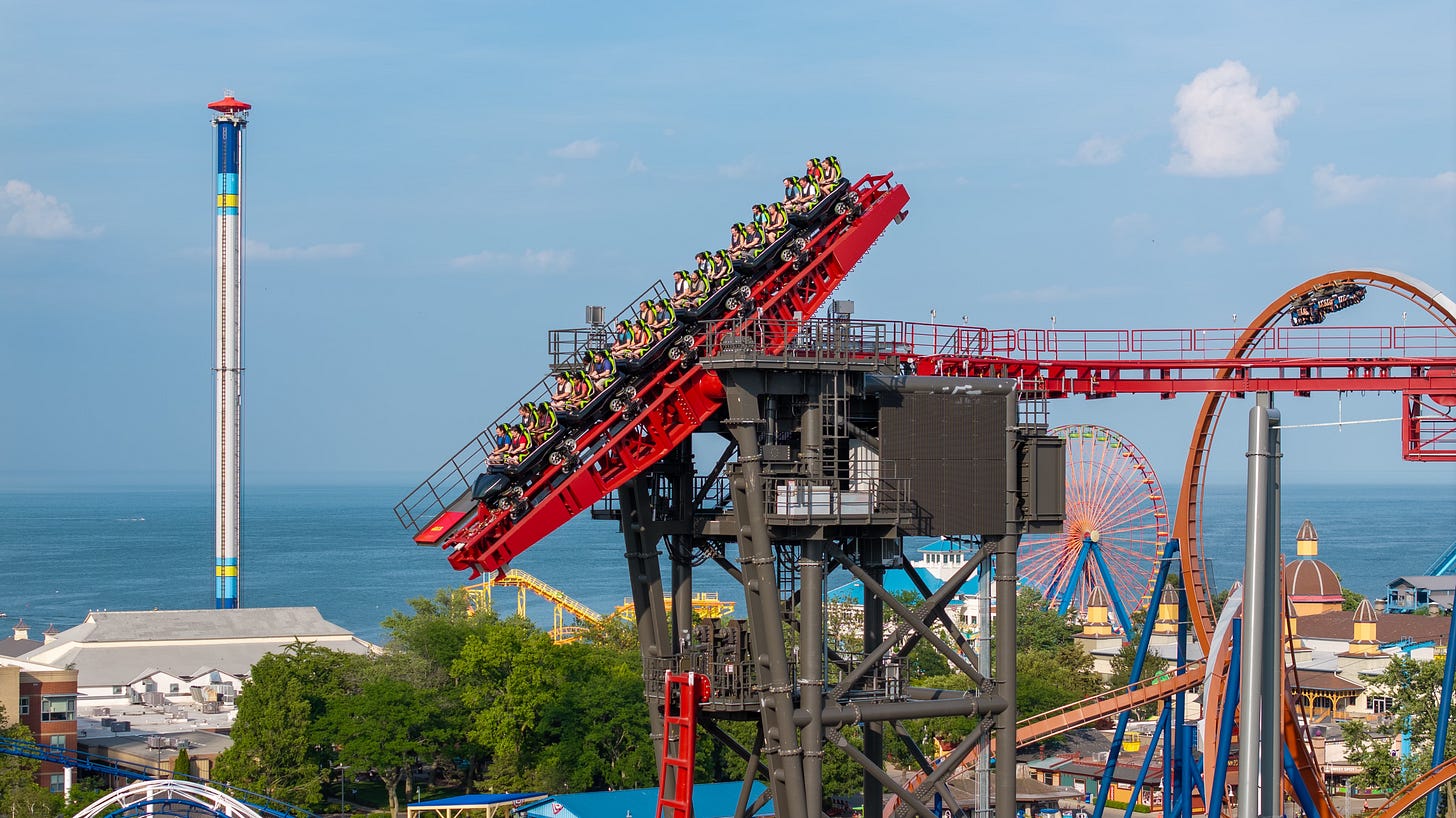 Siren's Curse tilt coaster at Cedar Point