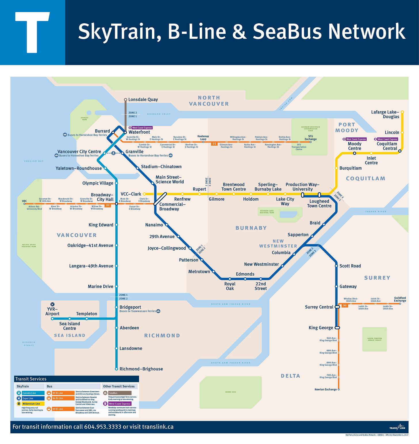 Wayfinding 101: the SkyTrain, B-Line and SeaBus Network map (in depth) -  The Buzzer blog
