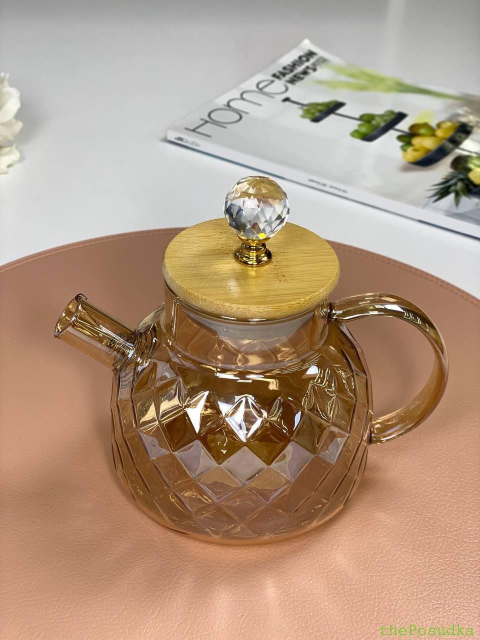 Чайник скляний Olens “Бурштиновий Ромбус” 600 мл